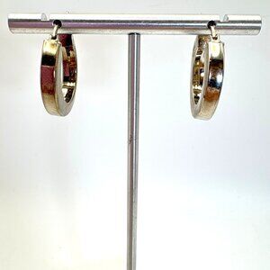 VTG Sterling Silver 925 Square Hoop Hinged Post Earrings Size 1" Length